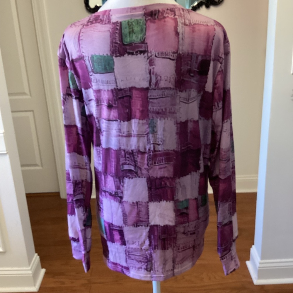 ZIP Front Patchwork Pattern Top - Picture 2 of 4